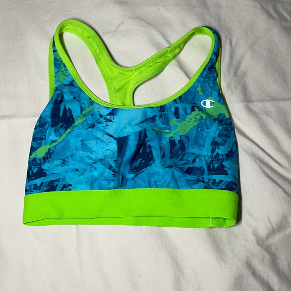 Champion neon green sports bra (medium)